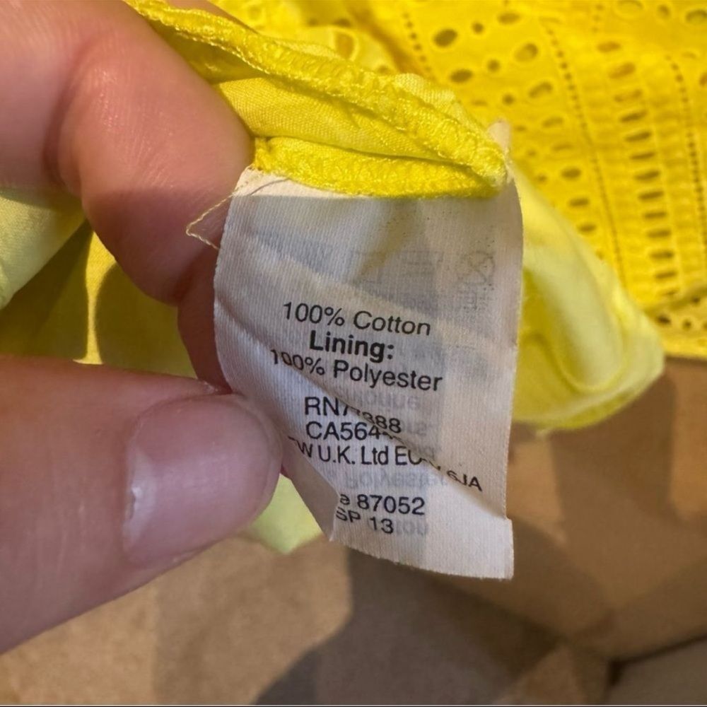 Madewell Yellow Eyelet Sleeveless Fit Flare Cotton Dress - Size 0 - Picture 4 of 4